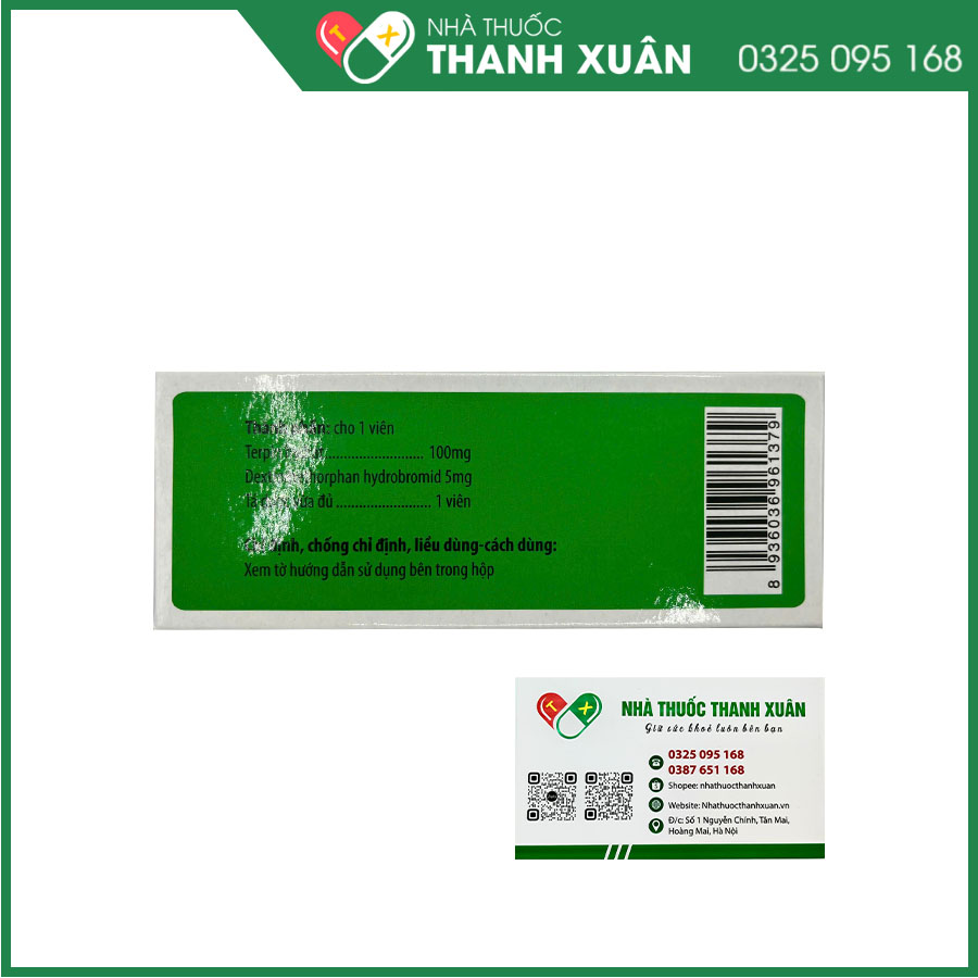 Terpin - Dextromethorphan - Chữa ho, long đờm ở người lớn và trẻ nhỏ